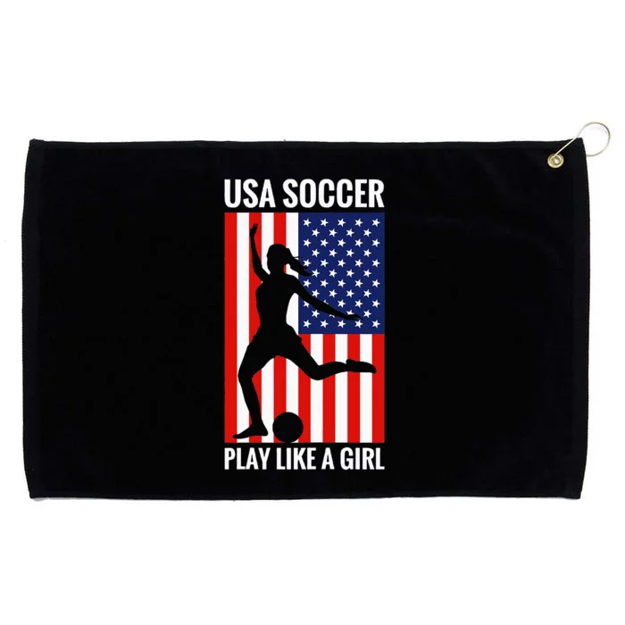 Funny Soccer Usa Soccer Play Like A Girl Grommeted Golf Towel