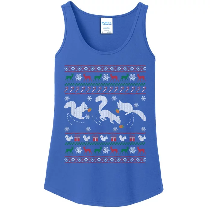 Funny Squirrels Ugly Christmas Sweater Gift Ladies Essential Tank