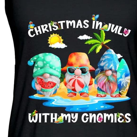 Funny Summer Vacation Gnomies Gnomes For Christmas In July Ladies Essential Flowy Tank