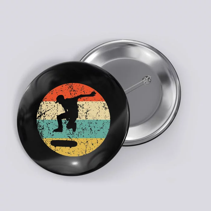 Funny Skateboarding Vintage Retro Skateboarder Button