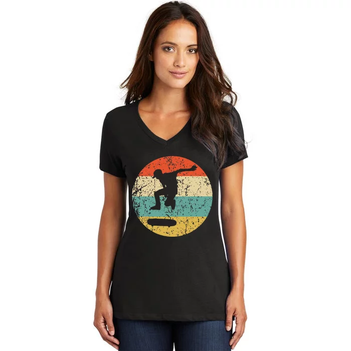 Funny Skateboarding Vintage Retro Skateboarder Women's V-Neck T-Shirt