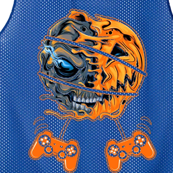 Funny Skeleton Video Gamer Controllers Halloween Funny Gift Mesh Reversible Basketball Jersey Tank