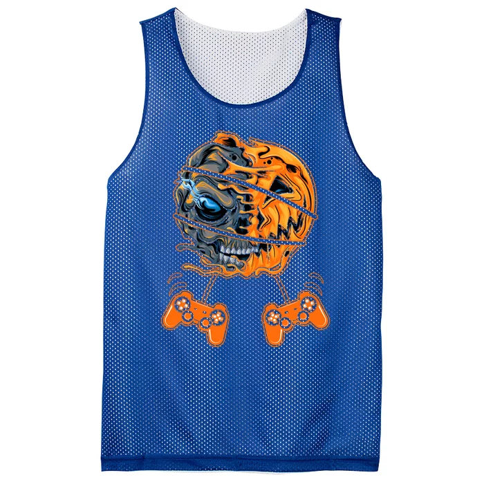 Funny Skeleton Video Gamer Controllers Halloween Funny Gift Mesh Reversible Basketball Jersey Tank