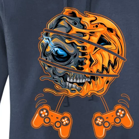 Funny Skeleton Video Gamer Controllers Halloween Funny Gift Women's Pullover Hoodie