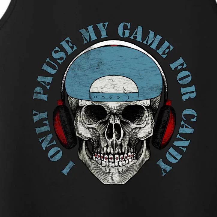 Funny Skeleton Video Gamer I Only Pause My Game For Candy Gift Performance Tank