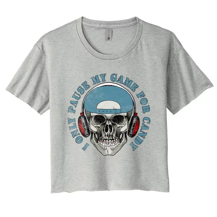 Funny Skeleton Video Gamer I Only Pause My Game For Candy Gift Women's Crop Top Tee