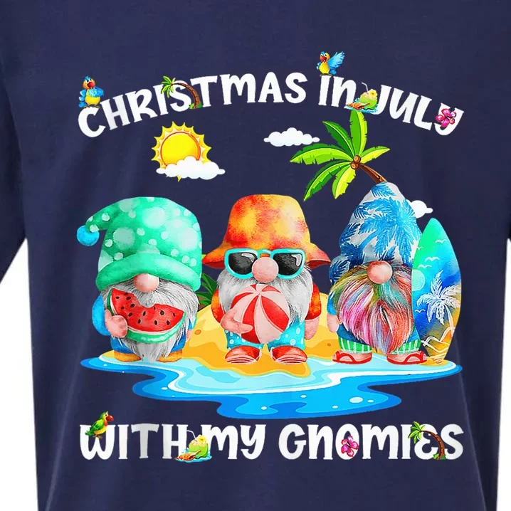 Funny Summer Vacation Gnomies Gnomes For Christmas In July Tank Top Sueded Cloud Jersey T-Shirt