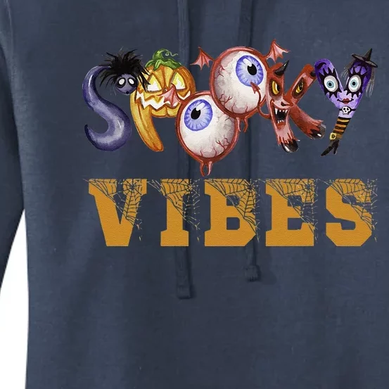 Funny Spooky Vibes Halloween Monster Letter Eyeball Zombie Women's Pullover Hoodie