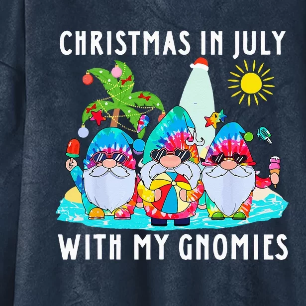 Funny Summer Vacation Gnomies Gnomes For Christmas In July Hooded Wearable Blanket