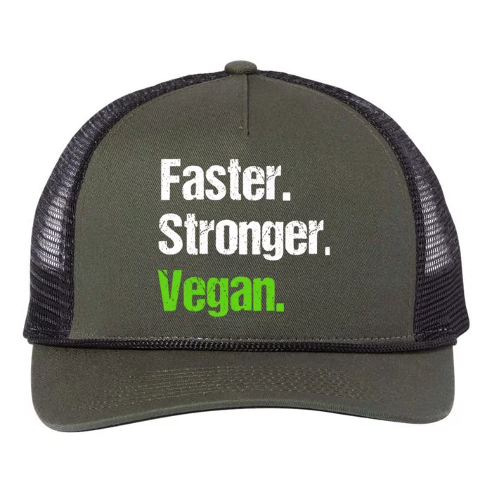 Faster Stronger Vegan Cool Gift Funny Veganism Vegetarian Gift Cool Gift Retro Rope Trucker Hat Cap