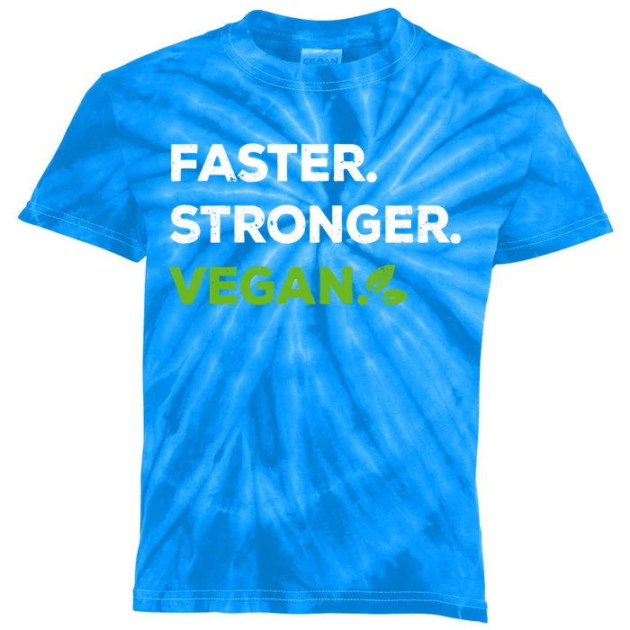 Faster Stronger Vegan Veggie Food Vegan Gift Kids Tie-Dye T-Shirt