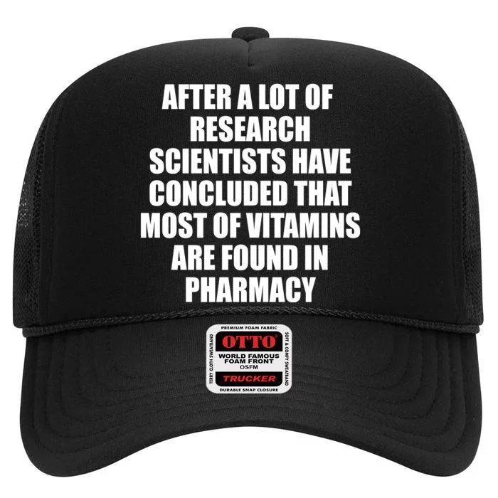 Funny Scientist Vitamins Pharmacy High Crown Mesh Trucker Hat