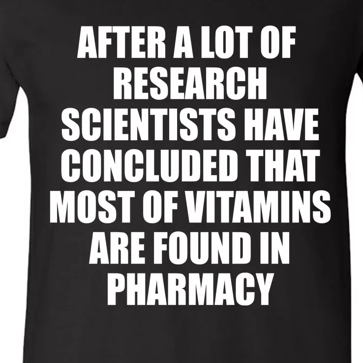 Funny Scientist Vitamins Pharmacy V-Neck T-Shirt