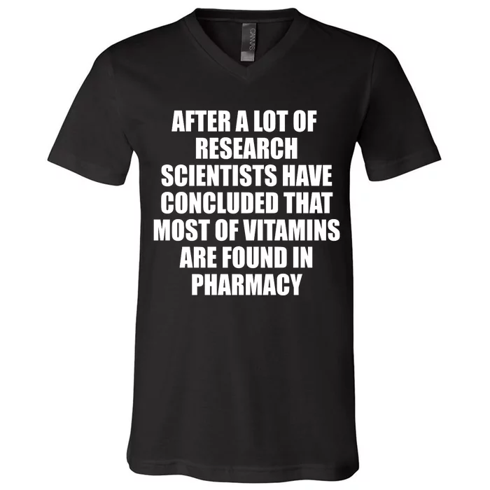 Funny Scientist Vitamins Pharmacy V-Neck T-Shirt