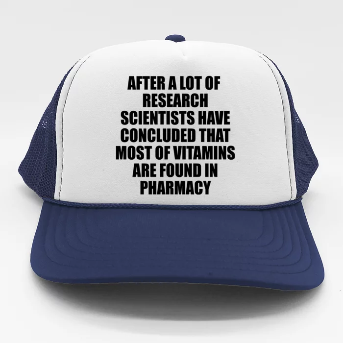 Funny Scientist Vitamins Pharmacy Trucker Hat