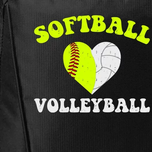 Funny Softball Volleyball Heart Groovy Softball Lover Girls City Backpack