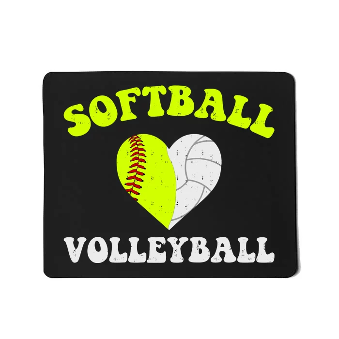 Funny Softball Volleyball Heart Groovy Softball Lover Girls Mousepad