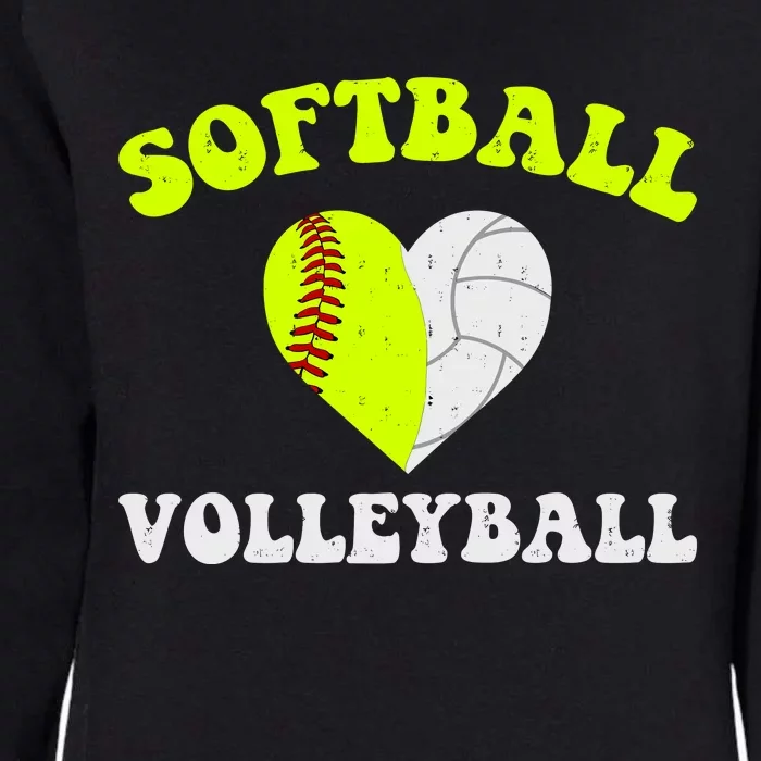 Funny Softball Volleyball Heart Groovy Softball Lover Girls Womens California Wash Sweatshirt