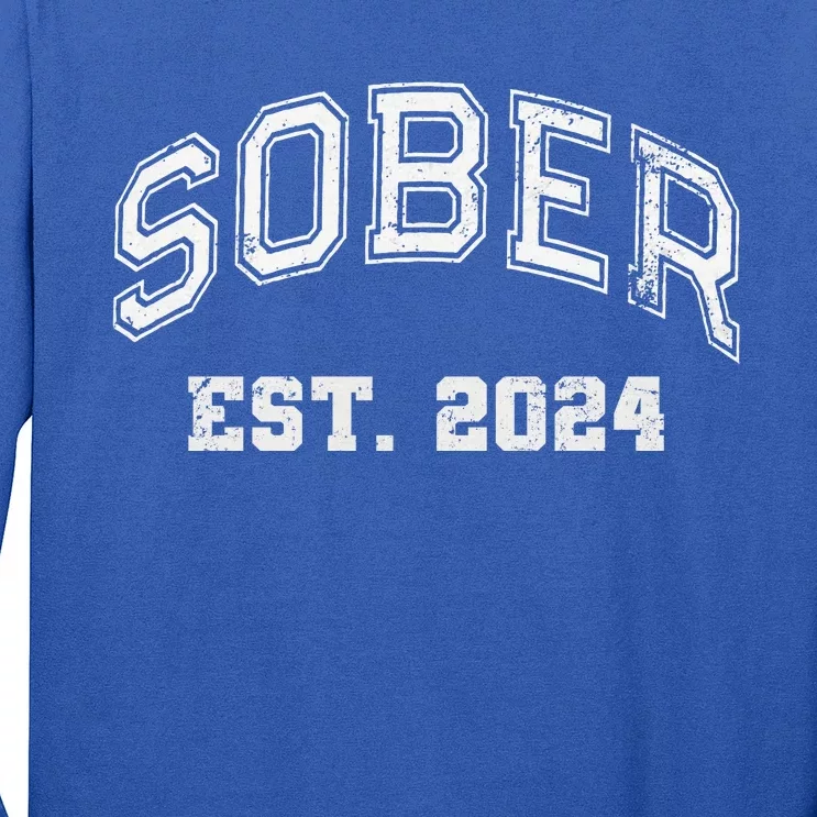 Funny Sober Varsity Est. 2024 Sobriety Celebrate Recovery Aa Long Sleeve Shirt