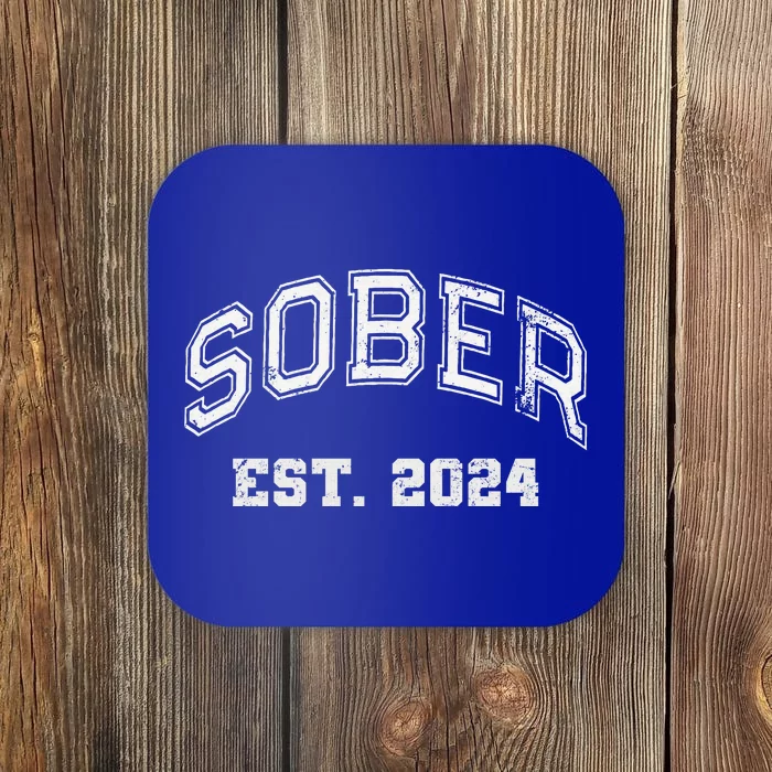 Funny Sober Varsity Est. 2024 Sobriety Celebrate Recovery Aa Coaster