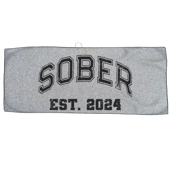 Funny Sober Varsity Est. 2024 Sobriety Celebrate Recovery Aa Large Microfiber Waffle Golf Towel