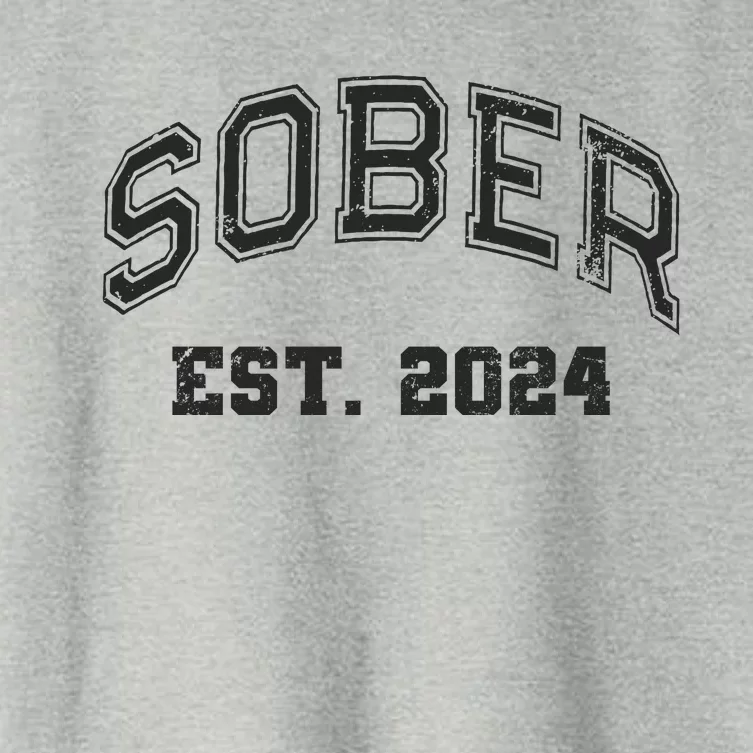 Funny Sober Varsity Est. 2024 Sobriety Celebrate Recovery Aa Women's Crop Top Tee