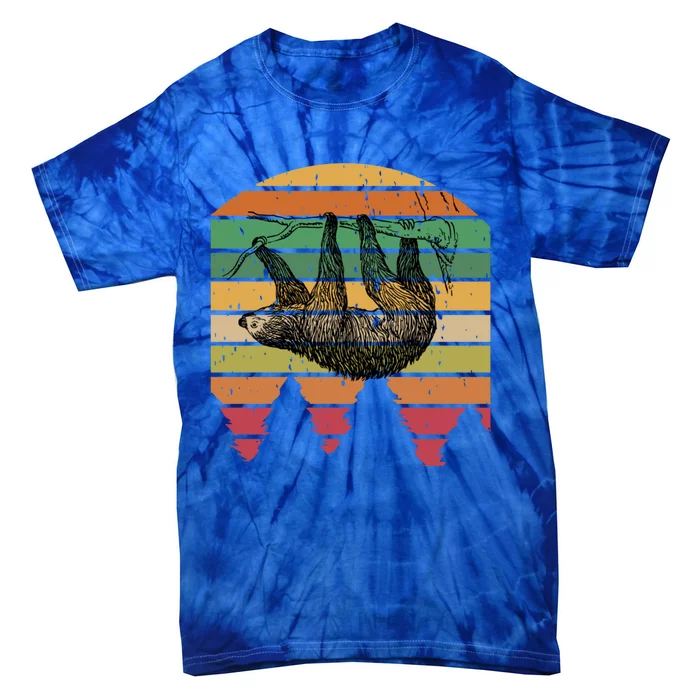 Funny Sloth Vintage Retro Pine Tree Sloths Gift Tie-Dye T-Shirt