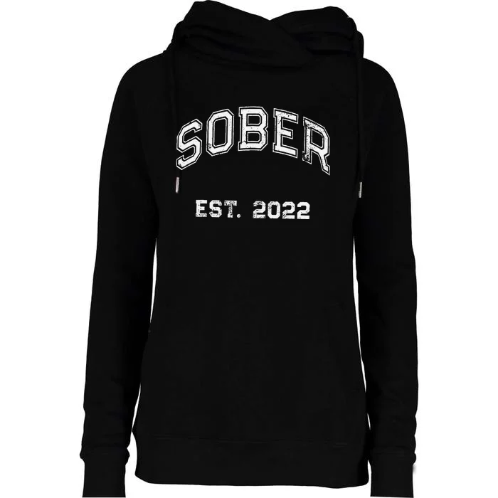 Funny Sober Varsity Est. 2024 Sobriety Celebrate Recovery Aa Womens Funnel Neck Pullover Hood