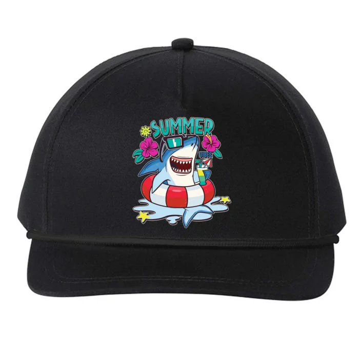 Funny Summer Vibe Vacation Shark Snapback Five-Panel Rope Hat