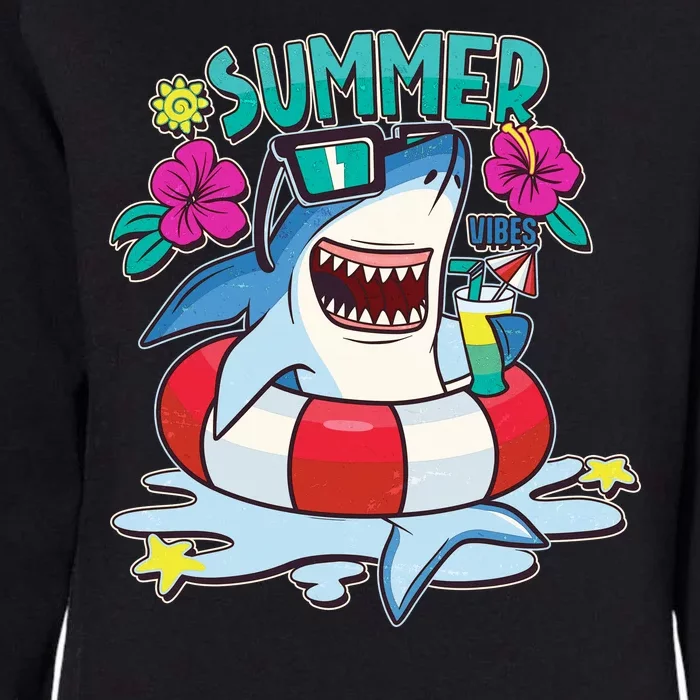 Funny Summer Vibe Vacation Shark Womens California Wash Sweatshirt