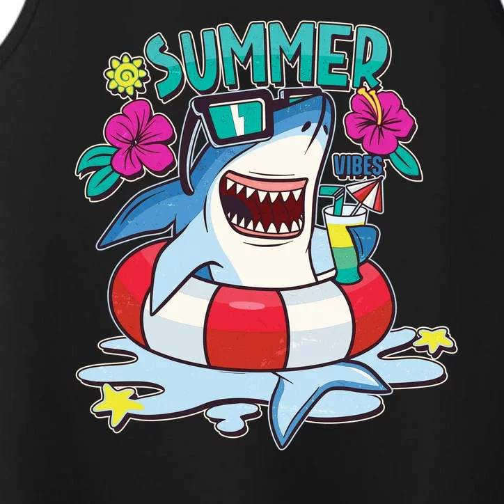 Funny Summer Vibe Vacation Shark Performance Tank