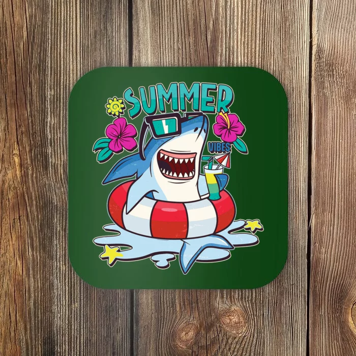 Funny Summer Vibe Vacation Shark Coaster