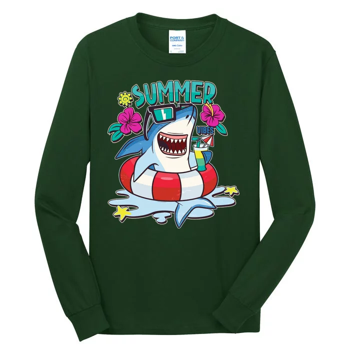 Funny Summer Vibe Vacation Shark Tall Long Sleeve T-Shirt