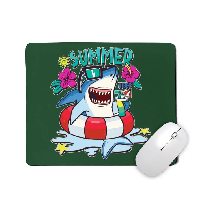 Funny Summer Vibe Vacation Shark Mousepad