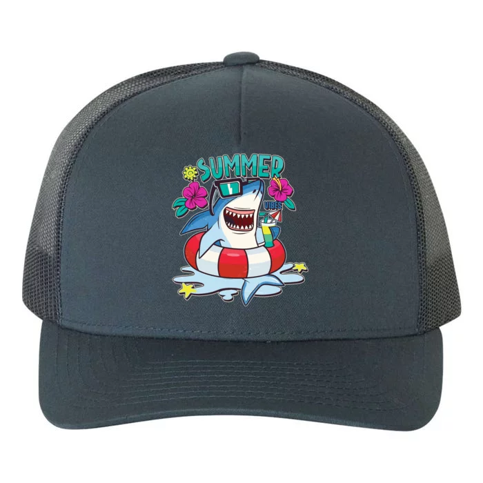 Funny Summer Vibe Vacation Shark Yupoong Adult 5-Panel Trucker Hat