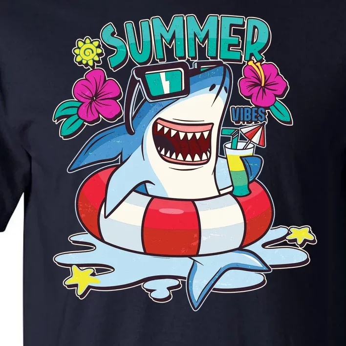 Funny Summer Vibe Vacation Shark Tall T-Shirt