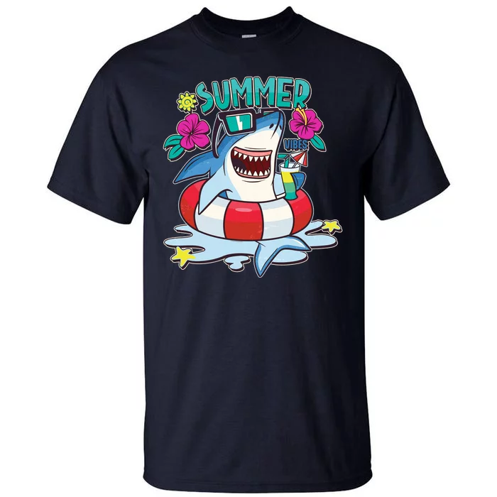 Funny Summer Vibe Vacation Shark Tall T-Shirt