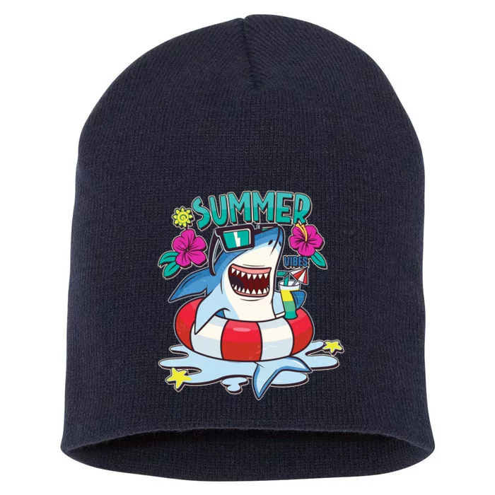 Funny Summer Vibe Vacation Shark Short Acrylic Beanie