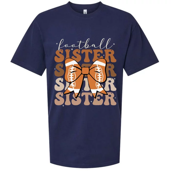 Football Sister Vintage Sport Lover Sister Mothers Da Sueded Cloud Jersey T-Shirt