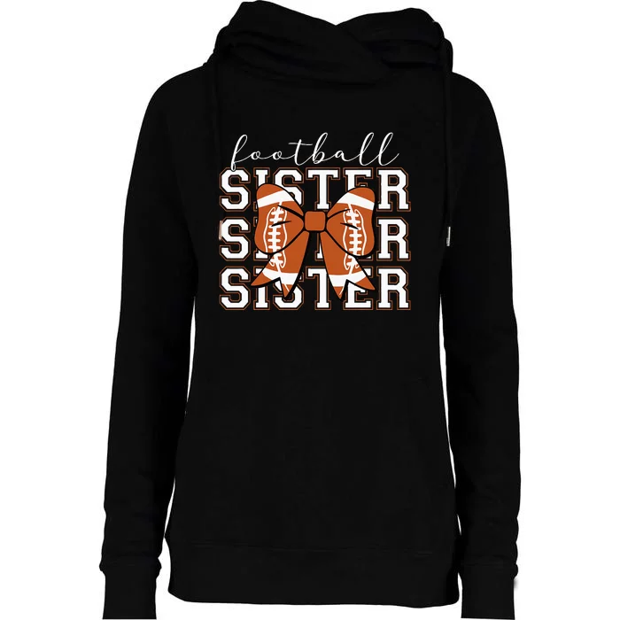 Football Sister Vintage Sport Lover Sister Mothers Da Womens Funnel Neck Pullover Hood