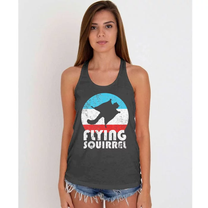 Flying Squirrel Vintage Retro Silhouette Gift Women's Knotted Racerback Tank