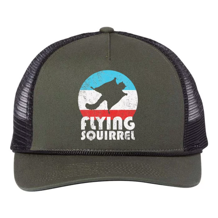 Flying Squirrel Vintage Retro Silhouette Gift Retro Rope Trucker Hat Cap