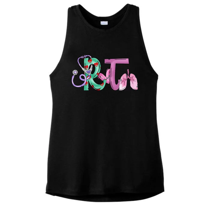 Funny Stethoscope With Heart RT Nurse Respiratory Therapist Ladies Tri-Blend Wicking Tank