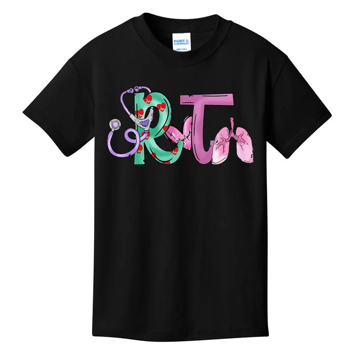 Funny Stethoscope With Heart RT Nurse Respiratory Therapist Kids T-Shirt