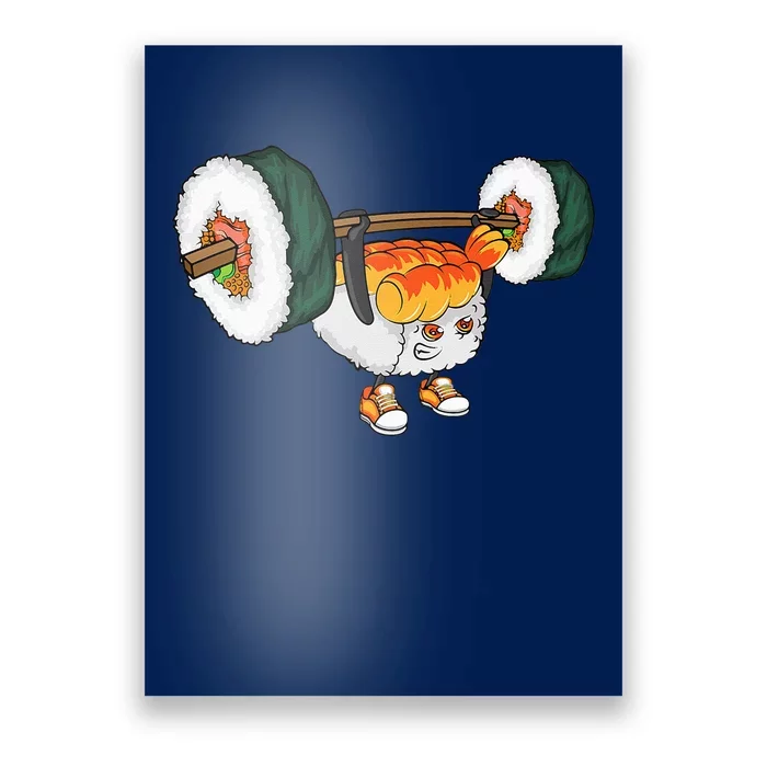 Funny Sushi Weight Lifting Japanese Food Gym Cute Gift Poster