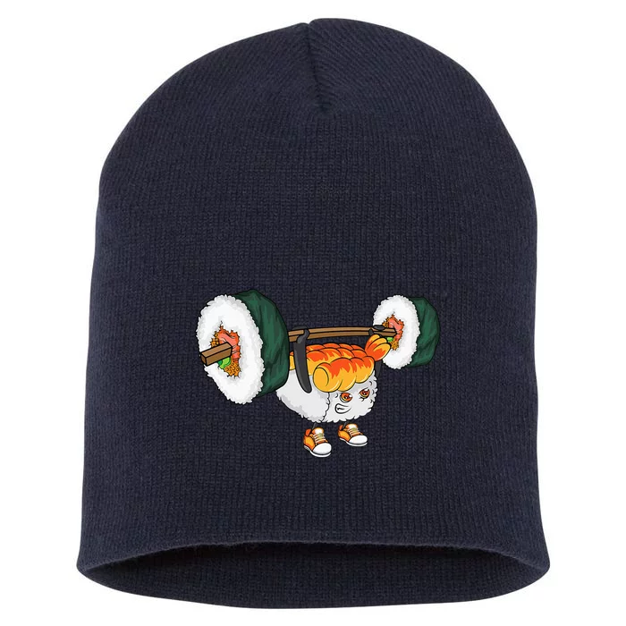 Funny Sushi Weight Lifting Japanese Food Gym Cute Gift Short Acrylic Beanie