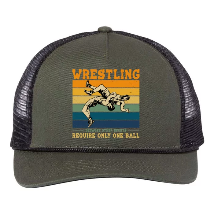 Funny Saying Wrestling For Professional Wrestler Gift Retro Rope Trucker Hat Cap