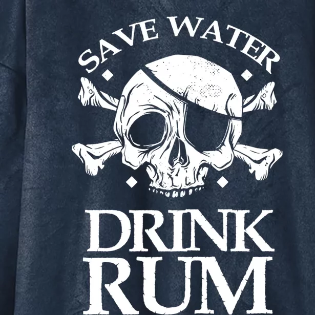 Funny Save Water Rum Skeleton Pirate Gift Hooded Wearable Blanket