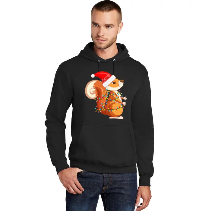 Festive Squirrel with Christmas Lights Hat Perfect Tall Hoodie