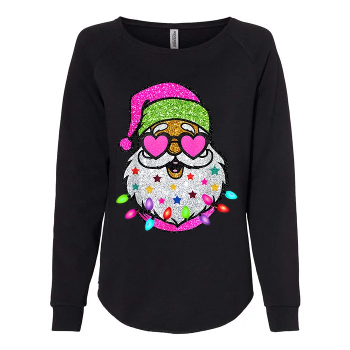 Funny Santa With Sunglasses Christmas Pink Womens California Wash Sweatshirt